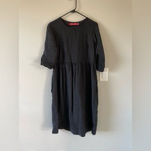 Pyne & Smith Black Linen Dress No. 19 XS